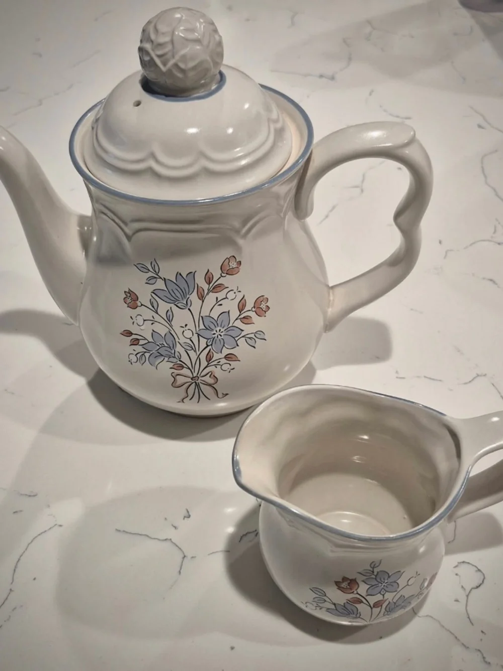 Cottage Core Cordella Bluet Teapot and Creamer